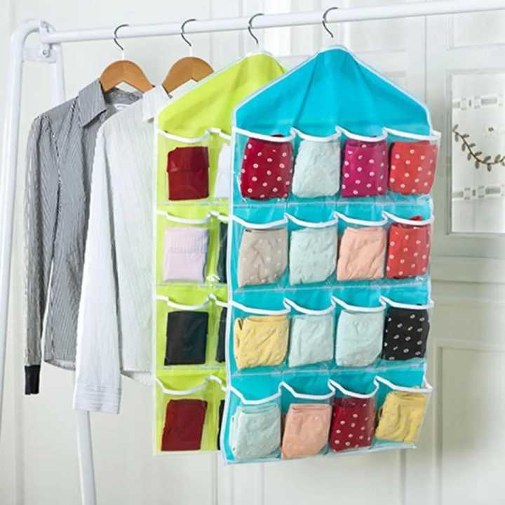 16 Pockets Storage Bag Multifunction Sorting Organizer Door Hanging Storage Organizer Wall Hanging Closet Organizer Space-Saving Storage Bag Small Item Storage Pouch Versatile Sorting System Compact Closet Storage Solution Hanging Storage for Home Neat an