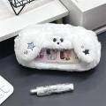 Large capacity White Plush Pen Bag Cute Design  Pencil Case Stationery Pouch for For Students For Writers School Supplies Office Organizing Gift for Women ﻿. 
