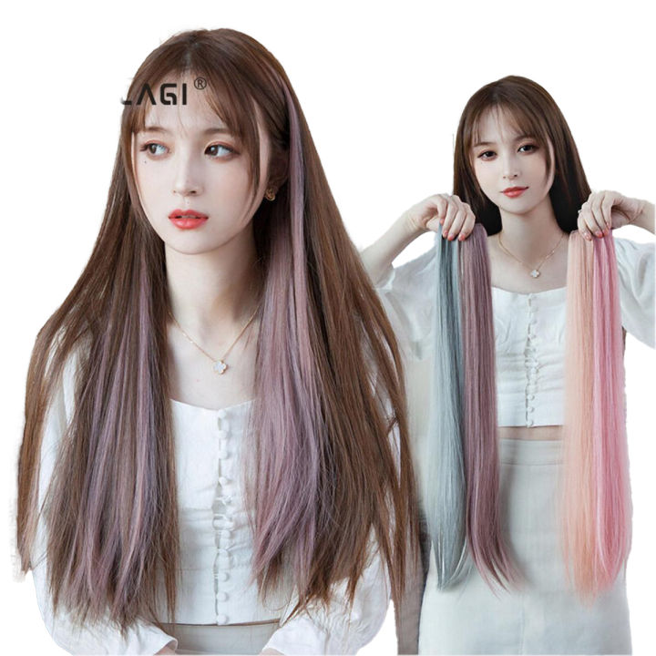 FAITOLAGI Colorful Wig for Women Girls Long Wig Hair Dye Wig Hair Extension Fashion Korean Style Braided Hair Piece Hair Accessories Daraz.pk