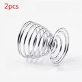 Stainelss Steel Spring Wire Tray Egg Cup Boiled Eggs Holder Stand Storage Metal Egg Cup Spiral Spring Holder Kitchen Breakfast-2pcs. 