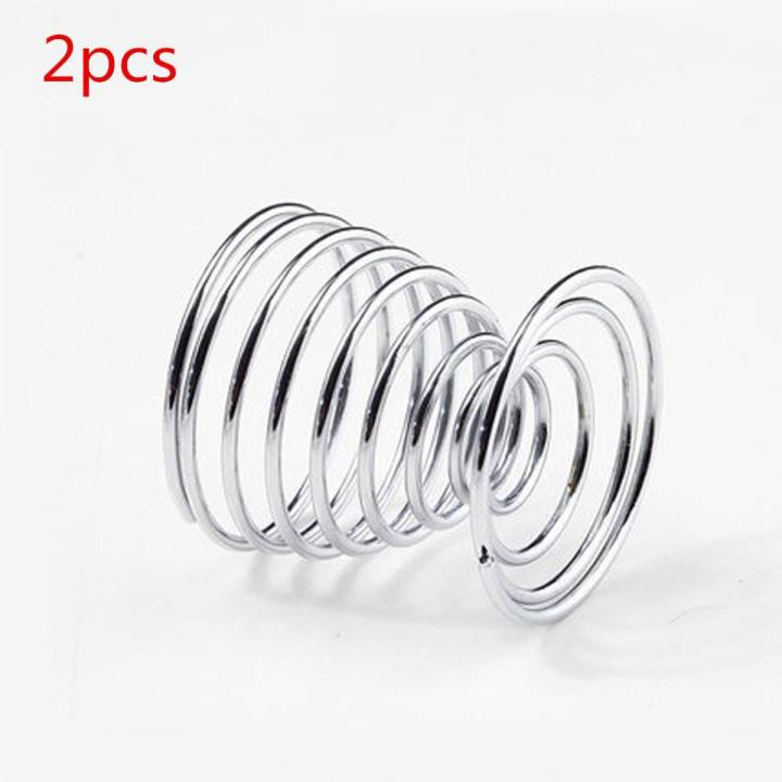 Stainelss Steel Spring Wire Tray Egg Cup Boiled Eggs Holder Stand Storage Metal Egg Cup Spiral Spring Holder Kitchen Breakfast-2pcs