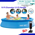 Easy Set Inflatable Puncture Resistant Swimming Pool 10 feet length 2.5 feet deep with Free Air pump(28120). 