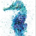 Seahorse Temporary Watercolor Tattoo for Children and Women. 
