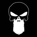 Beard Punisher Skull (White) Funny Car Stickers, Car Accessories, Stickers for Car, Car Modification, Car Decoration, Motor bike Stickers. 
