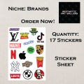 Brands Sticker Sheet For Girls and Boys Who Love Aesthetic and Cool Vibes Of Multiple Brands and Logos. 