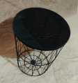 METAL WIRE REMOVABLE WOOD TOP FOLDABLE ROUND COFFEE SIDE TABLE STORAGE BASKET ONE PICE. 