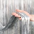 Back Drop Foil Curtains Silver Size 3 Feet Width & 3 Feet Height, Best for Birthday, Wedding Decoration. 