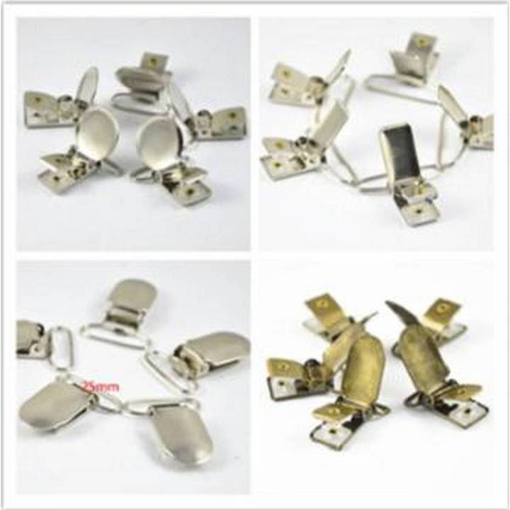 5pcs Metal Oval Round Suspender Holders Clips With Plastic grip
