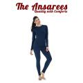 The Ansarees - Winter Complete Thermal Suit for Women (Inner Wear) - Women Premium Thermal Body Warmer - Casual Size - Slim Fit - Navy Blue. 