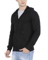 Export Quality best fleece plain stylish winter long sleeves zip up zipper jackets hoddies hoodies huddies hudies for men (Black). 