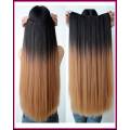 Clip-in Dip Dye Ombre Hair Extensions Black to Light brown - 30 INCH. 