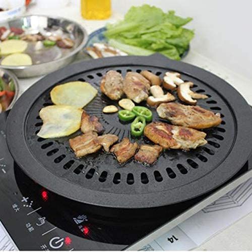 12 "Round Portable Korean BBQ Barbecue Grill Non Stick Gas Stove Pan Plate Grill surface, non-stick grill plate