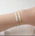 Engraved Stainless Steel Bracelet Custom Coordinate Cuffs For Men Mantra Bracelet. 