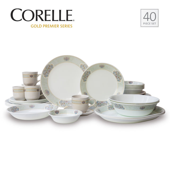 Corelle Gold Premier Series 40-piece Dinner Set Art Nouveau