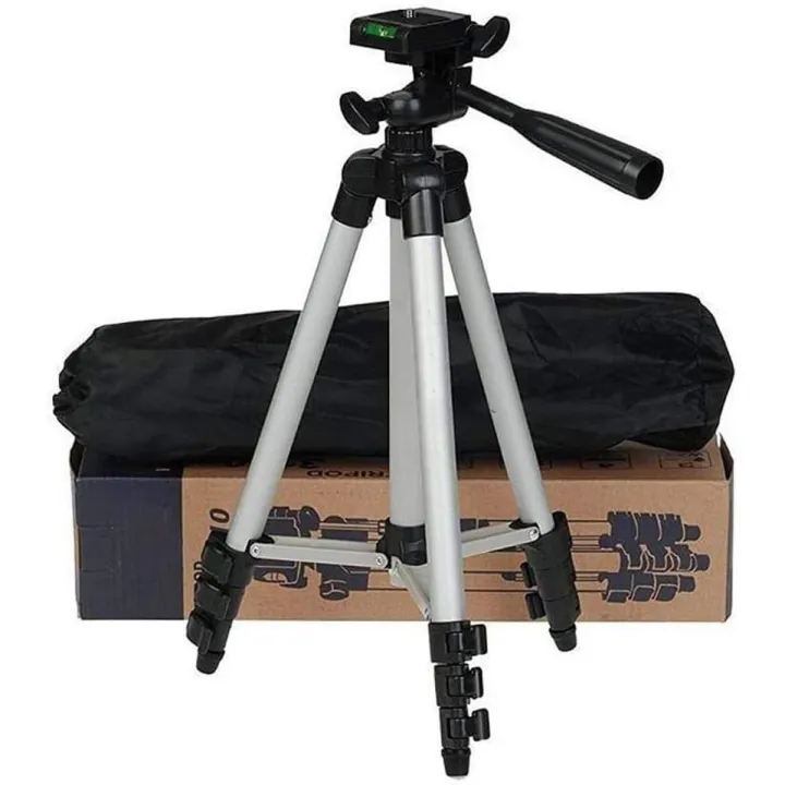 3.5%20Feet%20Tripod%20Stand%20for%20Mobile%20Phones%20and%20Cameras%20with%20Mobile%20Phone%20Holder,%20Adjustable%20and%20Portable%20Tripod%20Stand%20Mobile%20and%20DSLR%20Stand%20for%20Live%20Stream,%20Universal%20Tripod%20Stand,%20Silver%20Model%203110%20with%20Box%20and%20Bag%20%7C%20Elegant%20Home%20-%20Image%202