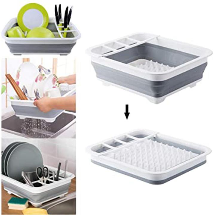 Basin Basket Dish Rack Kitchen Folding Silicone Dish Washing Drainer