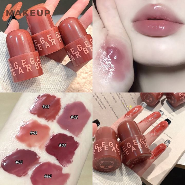 Gege Bear Lipstick Colored Lip Balm Waterof Long Lasting Jelly Lip Gloss Mirror Glass Moisturizing Lip Glaze Lip Cosmetics for Women