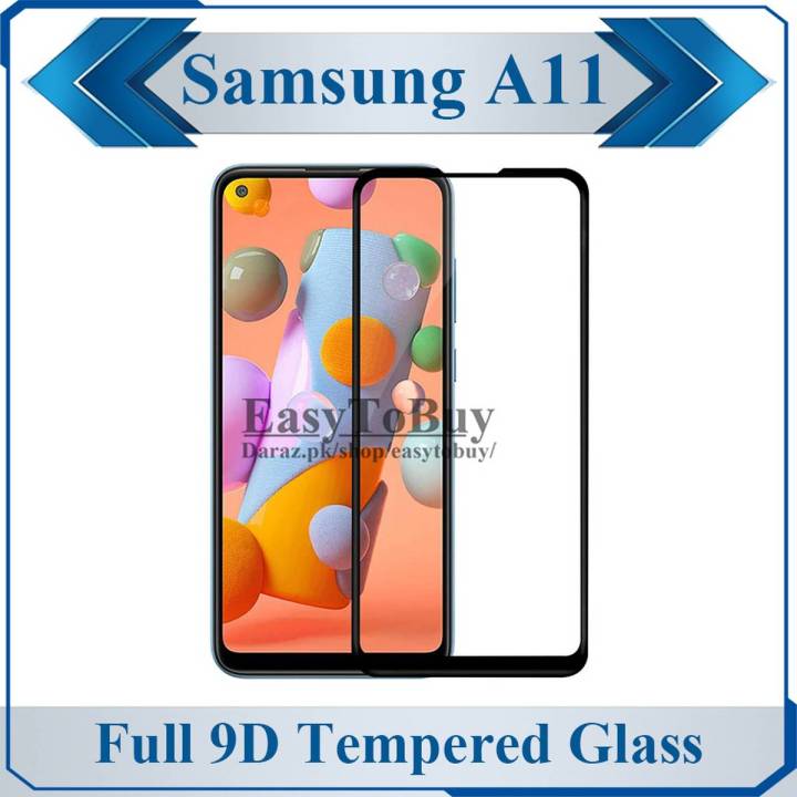 Samsung Galaxy A11 Full Black 9D|5D|6D|10D|11D|21D Tempered Glass Screen Protector Edge to Edge Full Glue Premium Quality Film For Samsung Galaxy A11