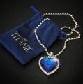 Exquisite Heart Pendant Necklace For Women Titanic Heart Of Ocean Blue Heart "my Heart Will Go On" Necklace Velvet Bag. 