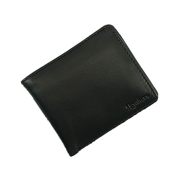 Dollar Size Black Plain Leather Wallet