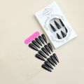 24pcs Glossy Black Nails Set Press On Nail Tips Solid Color Long Stiletto Removable Artificial Nails Decoration Nail Art. 