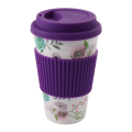 Reusable Bamboo Fiber Coffee Mug – 400ml Eco-Friendly Travel Cup with Silicone Lid & Sleeve | Portable Takeaway Water Cup. 