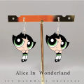 Cute Powerpuff Girls Earrings Blossom Bubbles Buttercup Powerpuff Girls Dangle Earrings Charm For Pendant Kids Adults Fans Gift. 