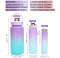 MG Pack of 3 Water Bottles, Large Capacity Water Bottle Set, Leakproof & BPA Free, Motivational Water Bottles with Time Marker for Outdoor Sports, Fitness, Office. 