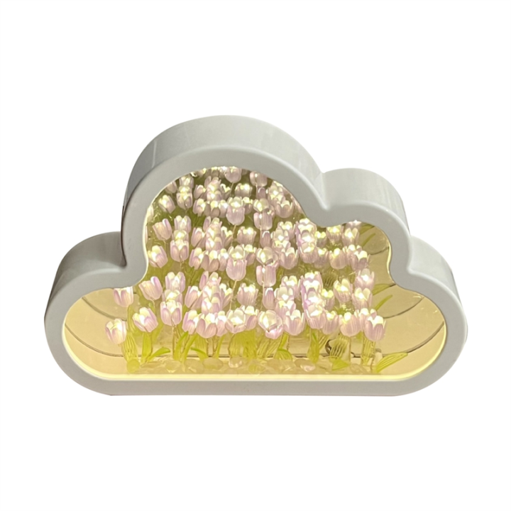 Cloud Tulip Lamp DIY Tulip Night Light Cloud Tulip Mirror Night Light Table Lamp-Purple