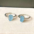 [ New ] Raw Stone   Aquamarine Rough Stone Ring   Runlan   Adjustable Size. 