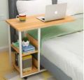 Wooden Laptop side Table for sofa & bed with Wheels Shelf Multi-Functional. 