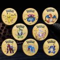 Gold Pokemon Coin Metal Set Mewtwo Charizard Pikachu Anime Card Scarlet Violet Commemorative Medallion Collectible Pokeball Gift. 