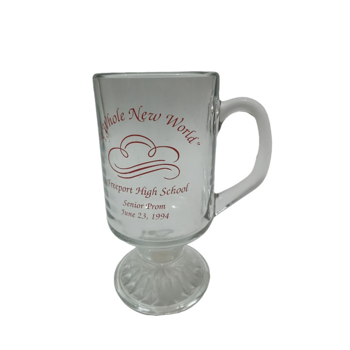 Stylish Glass With Wording Whole New World | Perfectly sized for coffee, tea or hot chocolate.