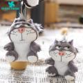 Green Home Car Key Chain Seated Posture Cute Plush Lucifer Cat Pendant. 