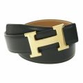 Belt Black Color Belt with Golden Logo Buckle-For Mens. 