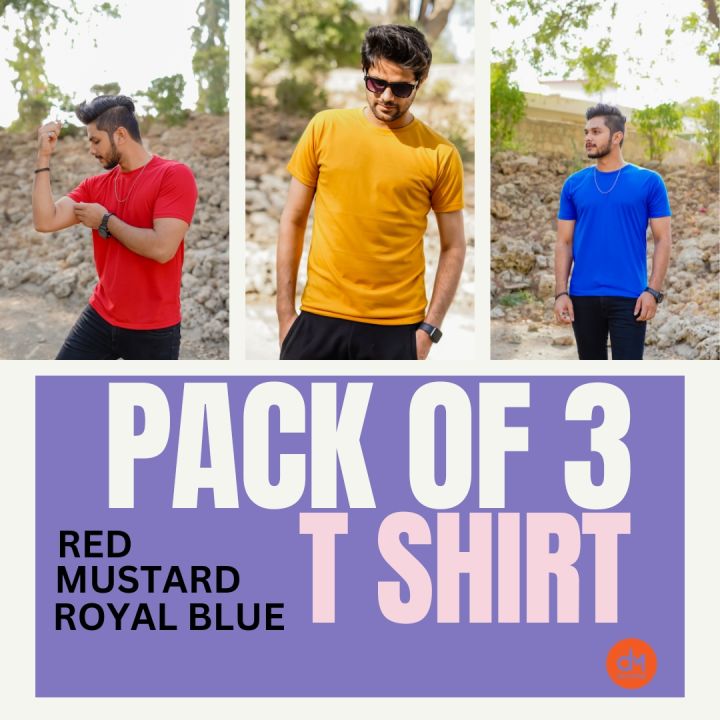 PACK OF 3 PLAIN T SHIRTS IN PREMIUM QUALITY FOR MEN