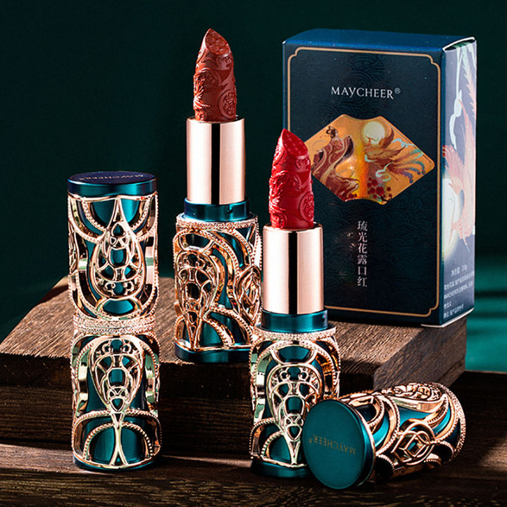 Cross-border hot-selling hot products Mei Qianer Amazon AliExpress 4 colors matte moisturizing carved lipstick lipstick wholesale