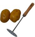 Potato Masher Wood and Silver Fruit Vegetable Tools Wooden Handle Stainless Steel Potato Masher Cooking Utensil Press Portable Practical Crusher Food Ricer. 