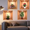 Pack of 4 Removable Self-Adhesive Wall Stickers - Home Decor Decals with Plants, Flowers - Western Wall Art for Living Room and More. 