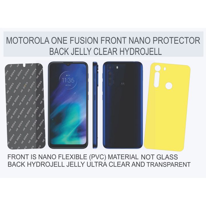 MOTOROLA ONE FUSION FRONT 9H FLEXIBLE NANO (PVC) PROTECTOR AND BACK HYDROJELL CLEAR JELLY PROTECTOR