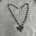 【2023NEW】Gothic Vintage Death Moth Skull Choker Black Glass Beads Rosary Y2K Indie Insect Jewelry Trend Witch Moth Charm Chain Necklace. 