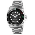 Gucci Dive Silver Stainless Steel Black Dial Quartz Watch for Gents - YA136208. 