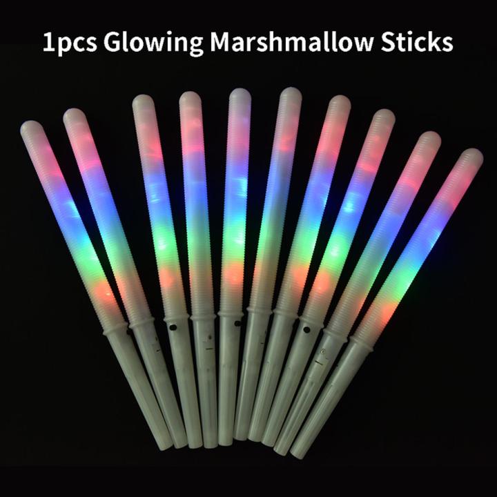 LED Light Up Cotton Candy Cones Colorful Glowing Marshmallow Sticks Impermeable
