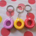 Pack Of 2 F1 Racing Tyre Key Chain,Wheel Tyre Auto Keychain,Mini Cute Tire Keyring,Soft Rubber. 