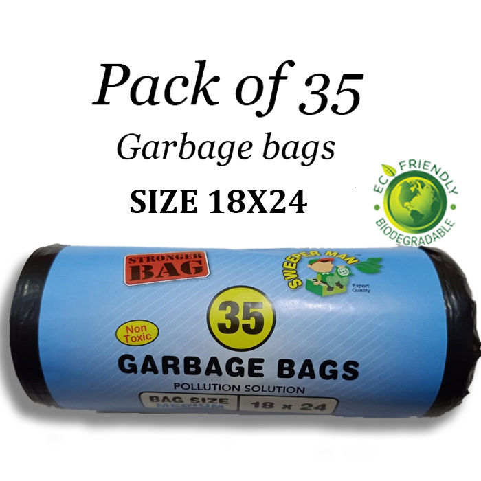 Garbage Bags For Dustbin  Pack Of 35 18X24Inch