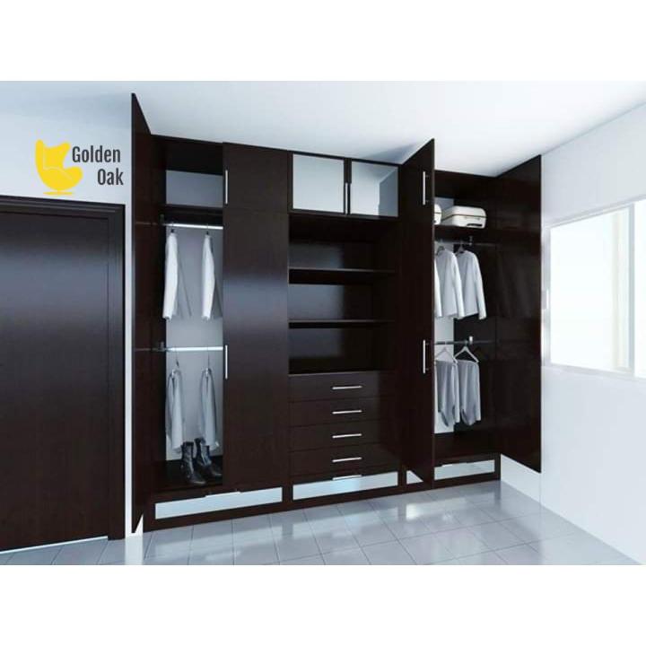 Golden Oak Bedroom Wardrobe Dark Brown