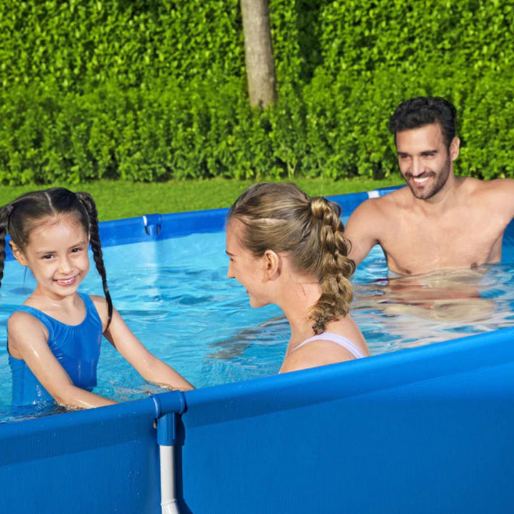 Bestway%209%20Feet%20Length%20Power%20Steel%20Framed%20Rectangular%20Above%20Ground%206.7ft%20Width%20Pool%20For%20Kids%20&%20Family%20Fun,%20Water%20Games%20Outdoor%2056404%20Imported%20Portable%20Pvc%20Branded%20Summer%20Season%2026%20Inch%20Depth%20Steel%20FrameLink%20System%20Duraplus%20Easy%20Setup%20Swimming%20Party%20Pools%20-%20Image%204