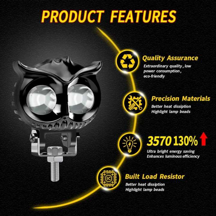 HJG%20Owl%20Spot%20Light%20For%20Bike%20Car%20Jeeps%20Motorcycle%20White%20Yellow%20+%20Flash%20Led%20Headlight%201%20Pcx%20-%203%20Functions%20-%20Image%208