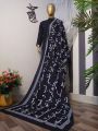 Black Silk Poetry Dupatta - Stylish Urdu Poetry Shawl with Elegant Silk Design. 