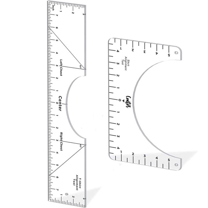 2 Pack T Shirt Ruler Guide T Shirt Alignment Tool T-Shirt Vinyl Guide for DIY Vinyl - T-Shirt Centering Tool